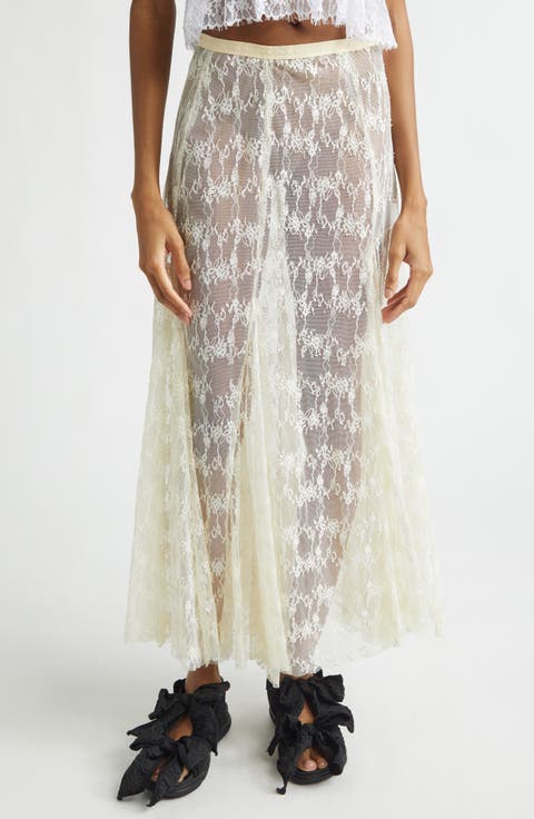 Pamela Sheer Lace Midi Skirt