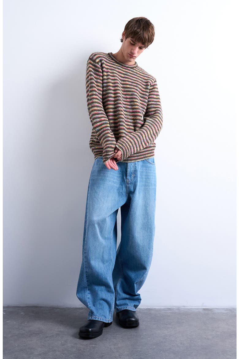 Twist Stripe Sweater, Alternate, color, KHAKI GREEN MULTI