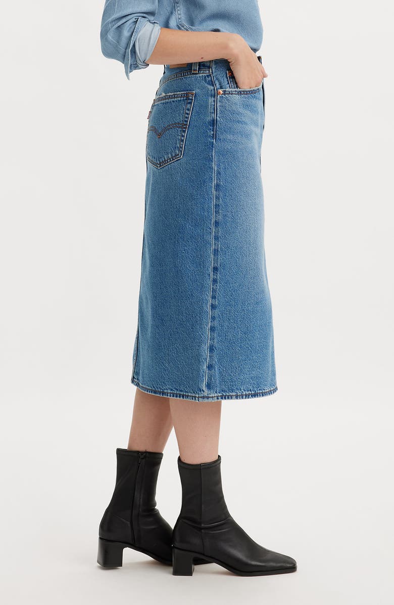 Levi's<sup>®</sup> Side Slit Denim Midi Skirt, Alternate, color, 