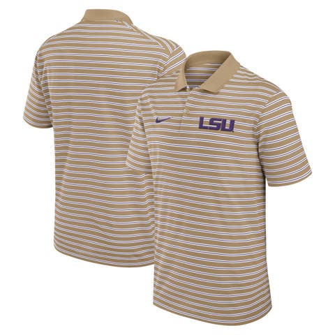 Men's Nike Tan LSU Tigers Athletic Prep Striped Performance Polo
