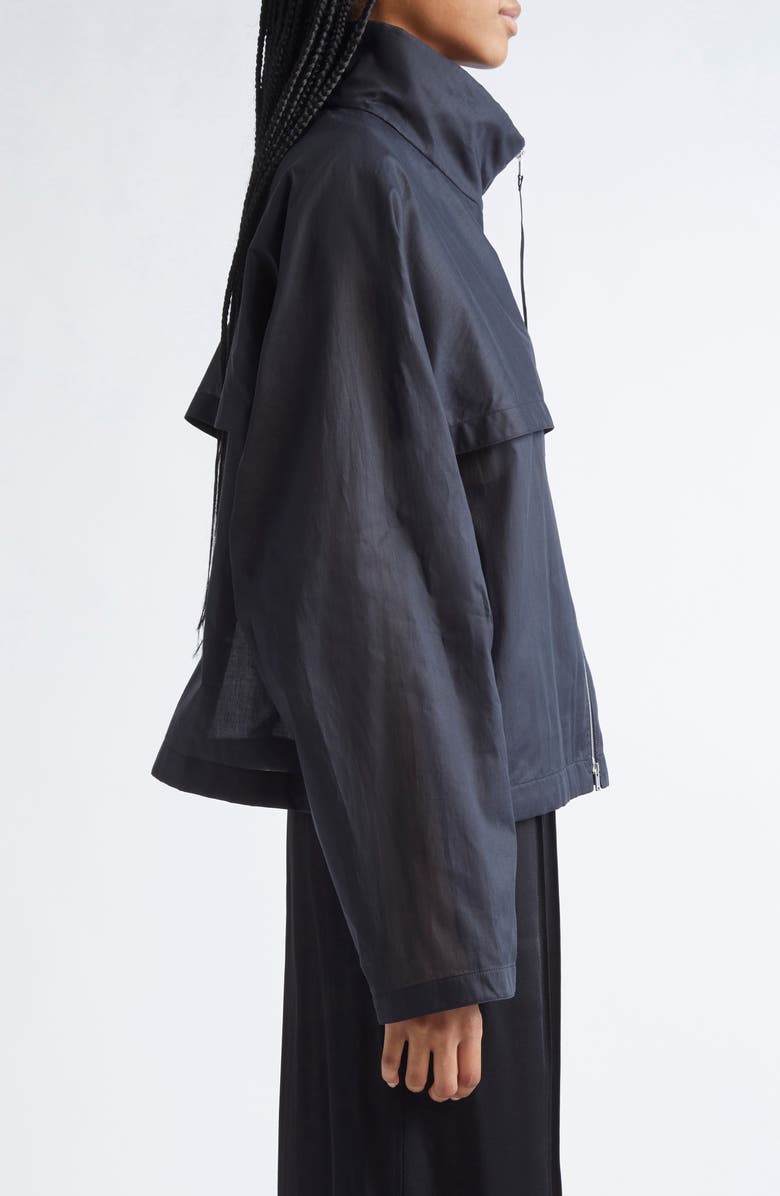 Jil Sander Cotton Organdy Blouson Jacket, Alternate, color, Black