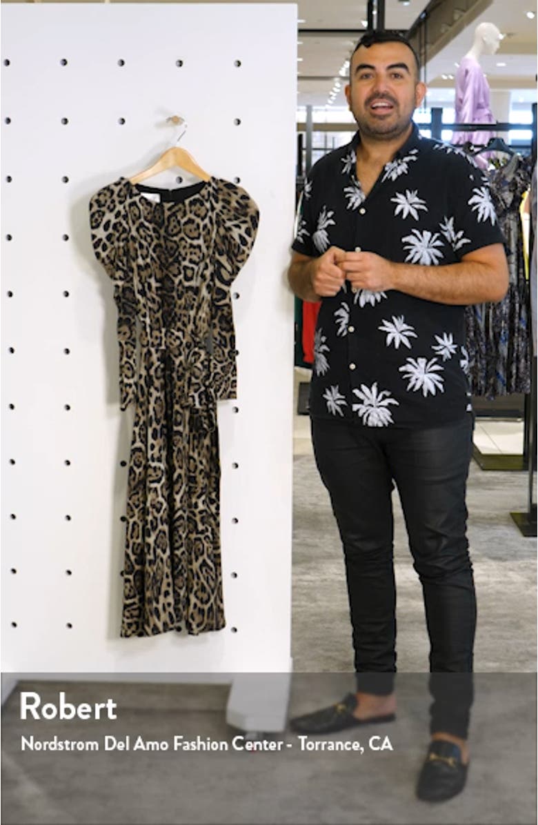 Leopard Print Long Sleeve Midi Dress, sales video thumbnail