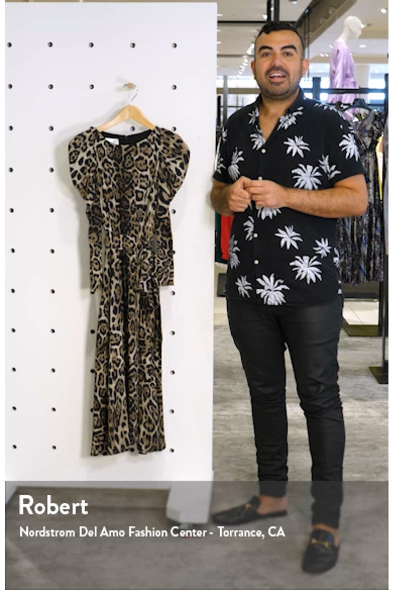 Leopard Print Long Sleeve Midi Dress video