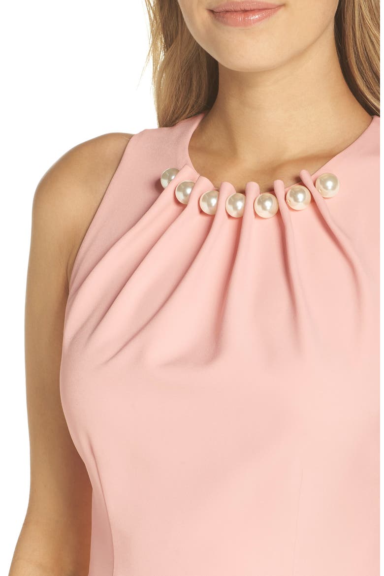 Embellished Neck Sheath Dress, Alternate, color, BLUSH