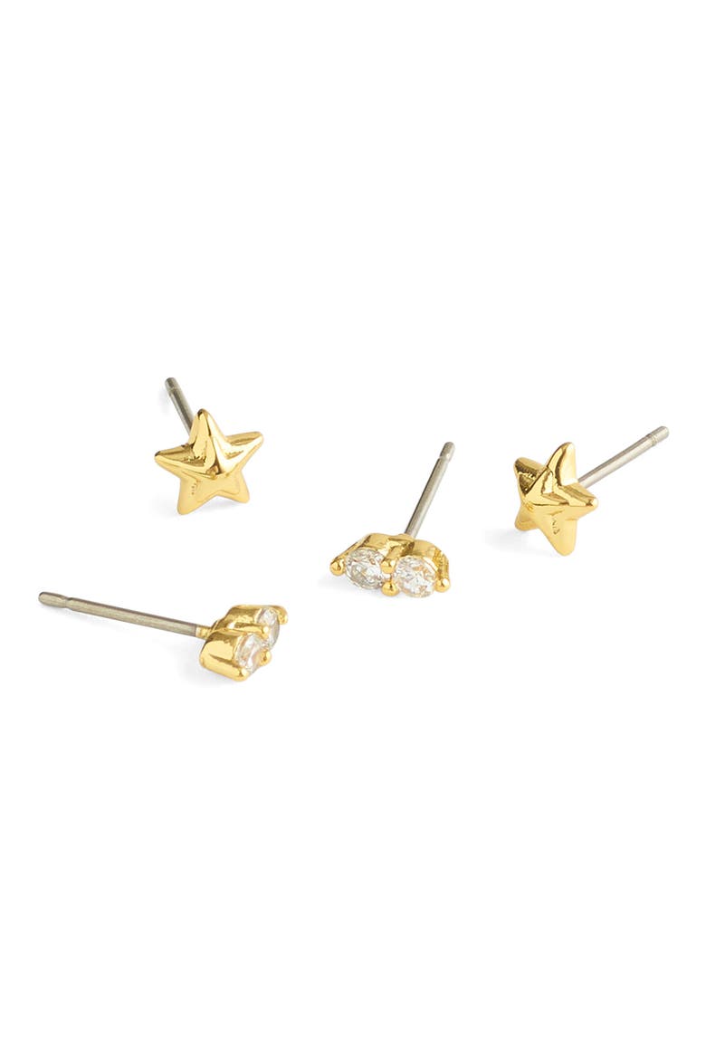 Star Stud Earring Set, Main, color, WARM GOLD