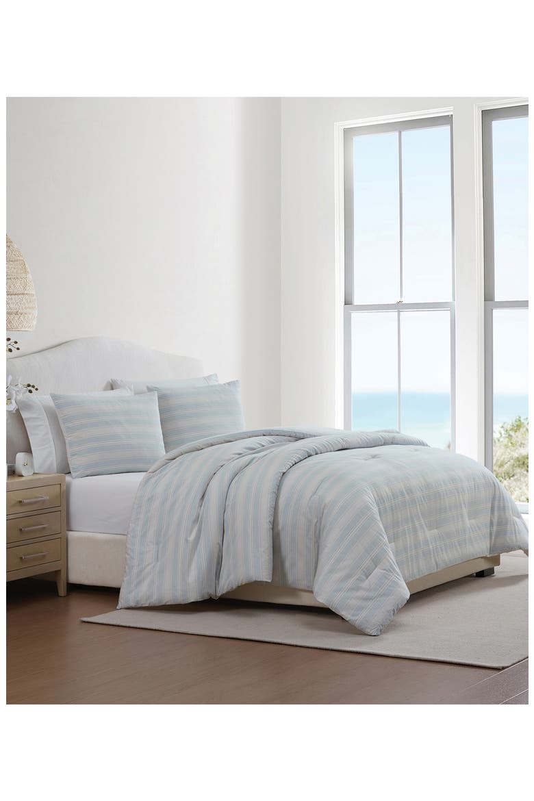 Bay Stripe 3-Piece Cotton Comforter Set, Alternate, color, LIGHT BLUE