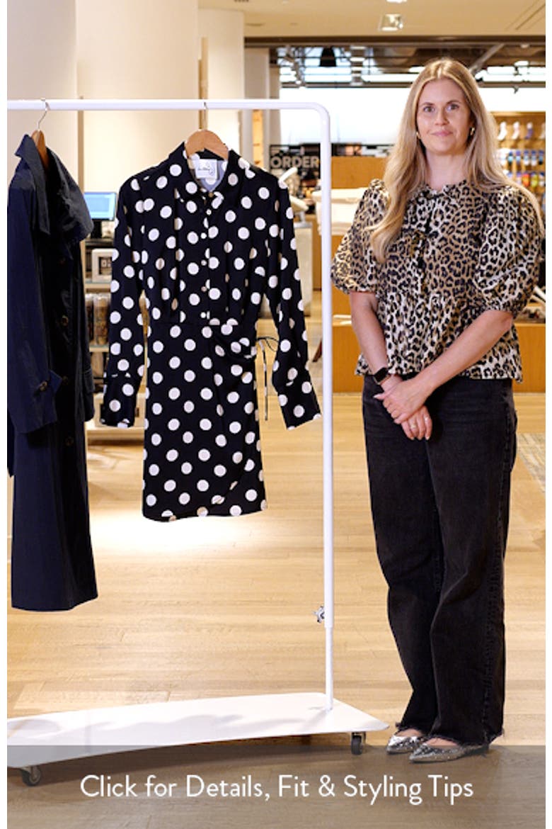Polka Dot Long Sleeve Faux Wrap Shirtdress video