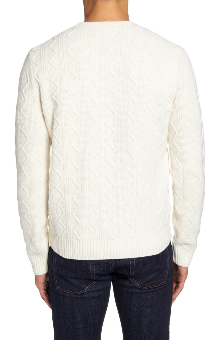 Todd Snyder Cable Knit Crewneck Wool Sweater, Alternate, color, 