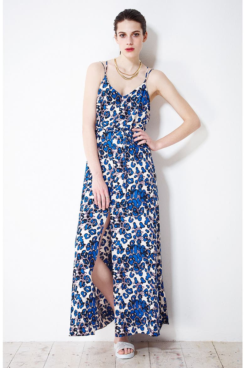 Print Cross Back Maxi Dress, Alternate, color, BLUE