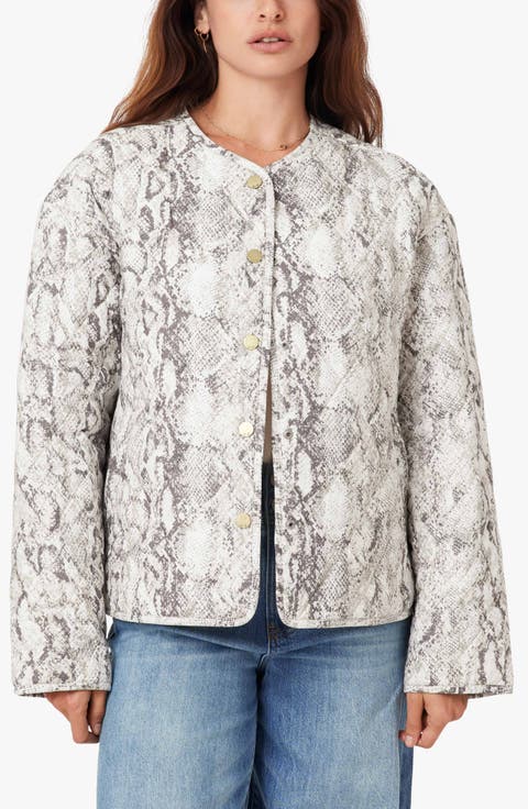 Snakeskin Print Quilted Jacket