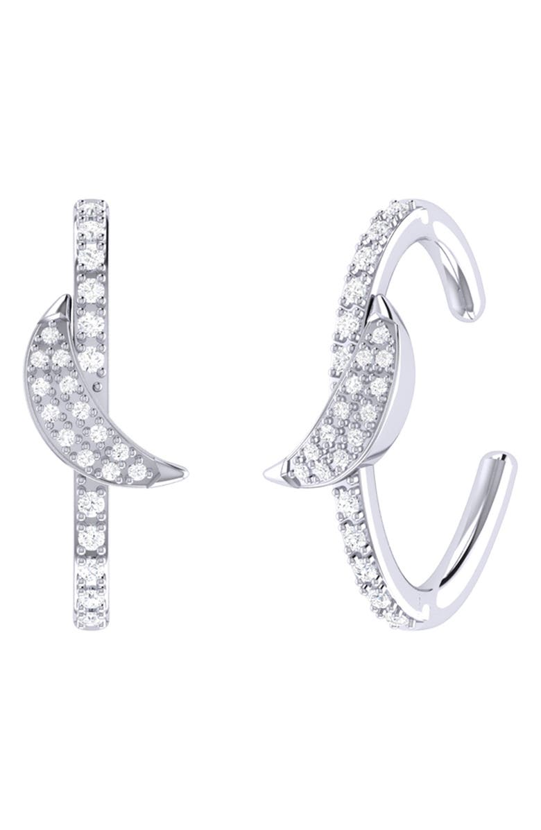 LuvMyJewelry Moonlit Diamond Ear Cuffs, Main, color, 