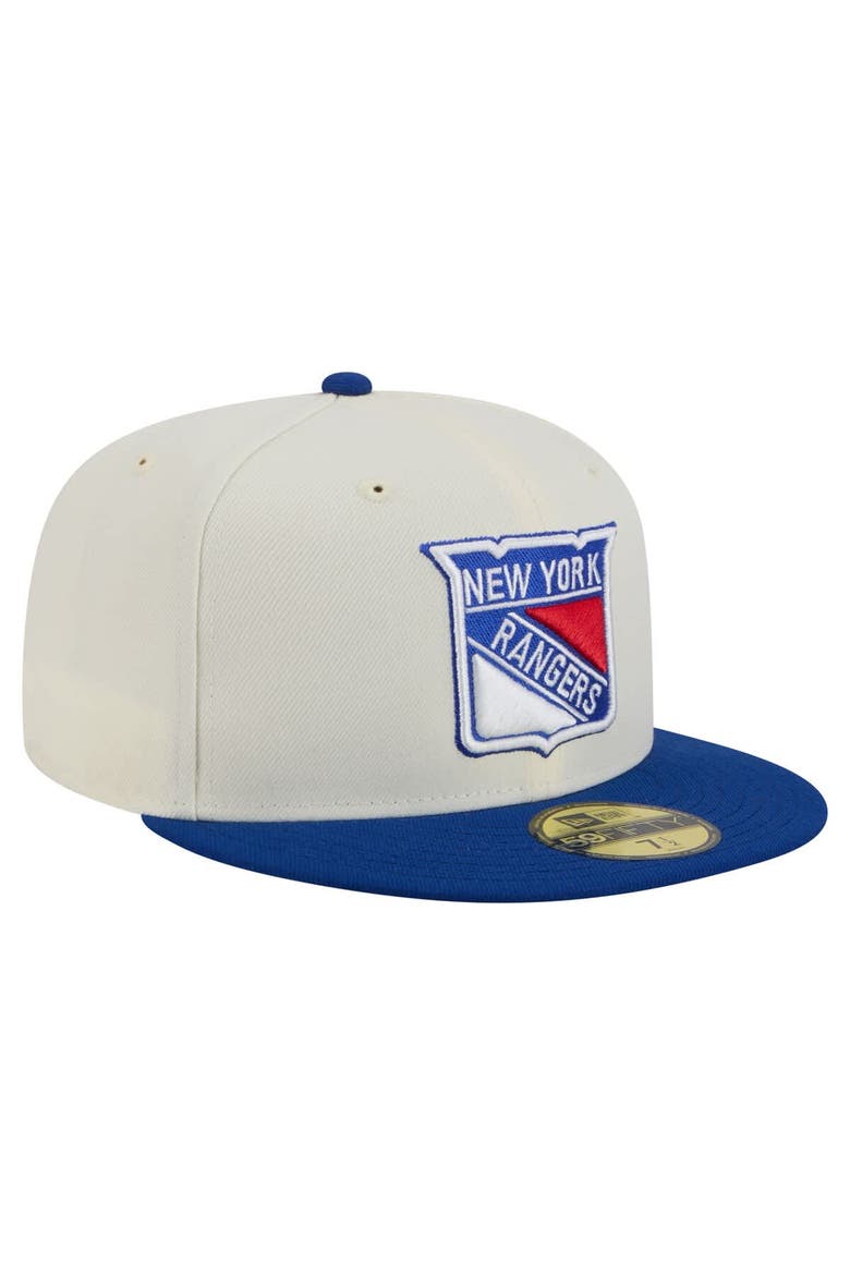 Men's New Era  White New York Rangers Chrome Two-Toned 59FIFTY Fitted Hat, Alternate, color, Cream