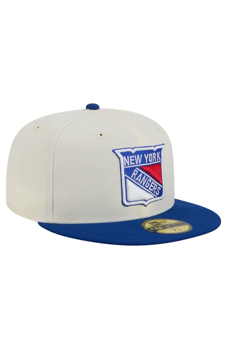 New Era Men's New Era White New York Rangers Chrome Two-Toned 59FIFTY Fitted Hat, Alternate, color, Cream