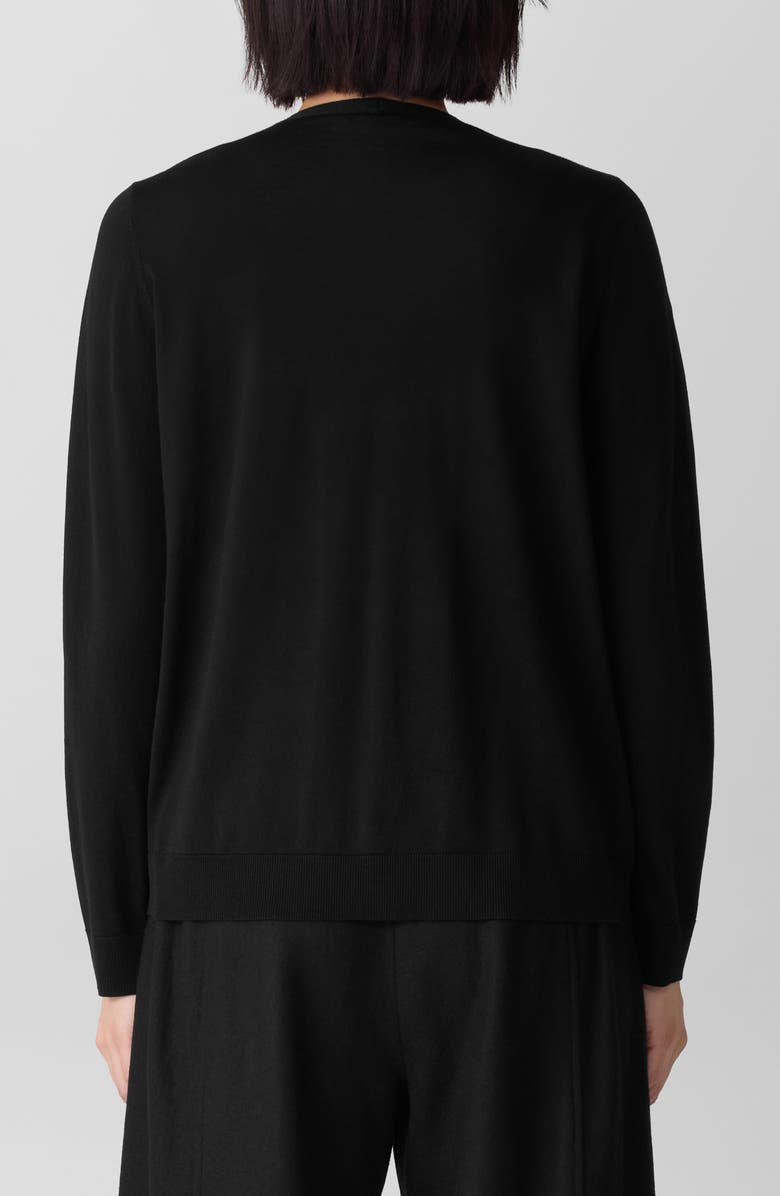 Eileen Fisher V-Neck Wool Cardigan, Alternate, color, Black