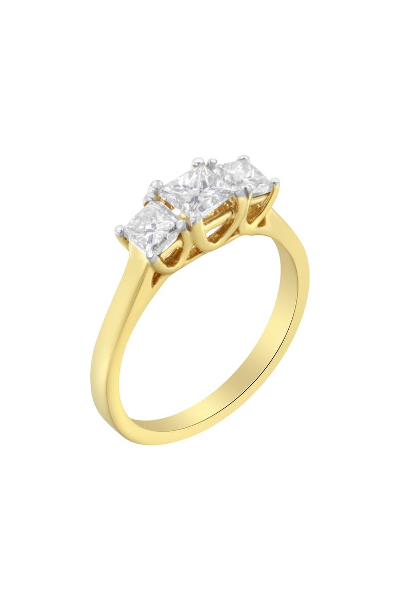 10K Yellow Gold Princess-Cut Diamond Three Stone Band Ring, Main, color, Yellow Gold
