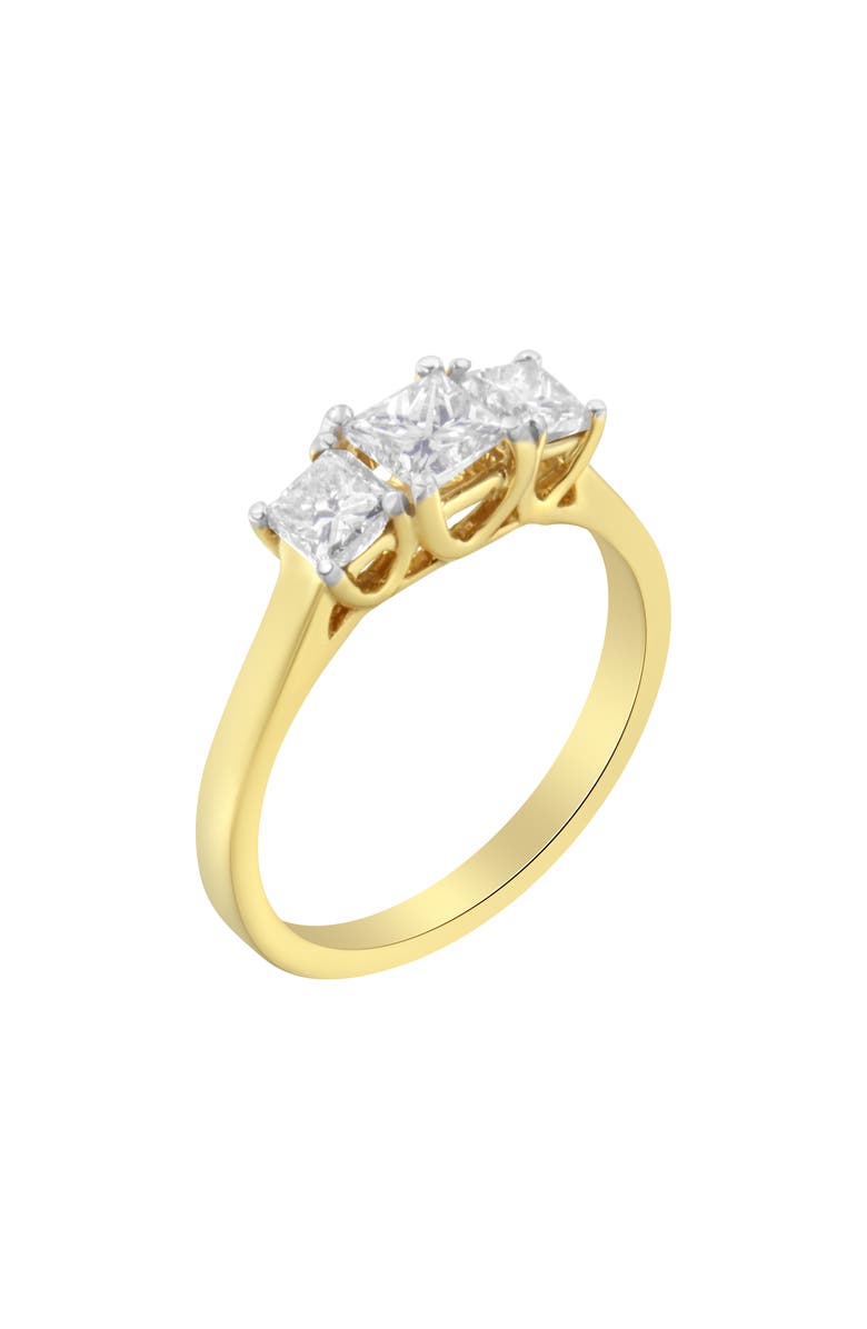 Haus of Brilliance 10K Yellow Gold Princess-Cut Diamond Three Stone Band Ring, Main, color, Yellow Gold