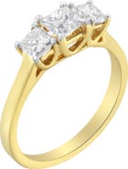 Haus of Brilliance 10K Yellow Gold Princess-Cut Diamond Three Stone Band Ring