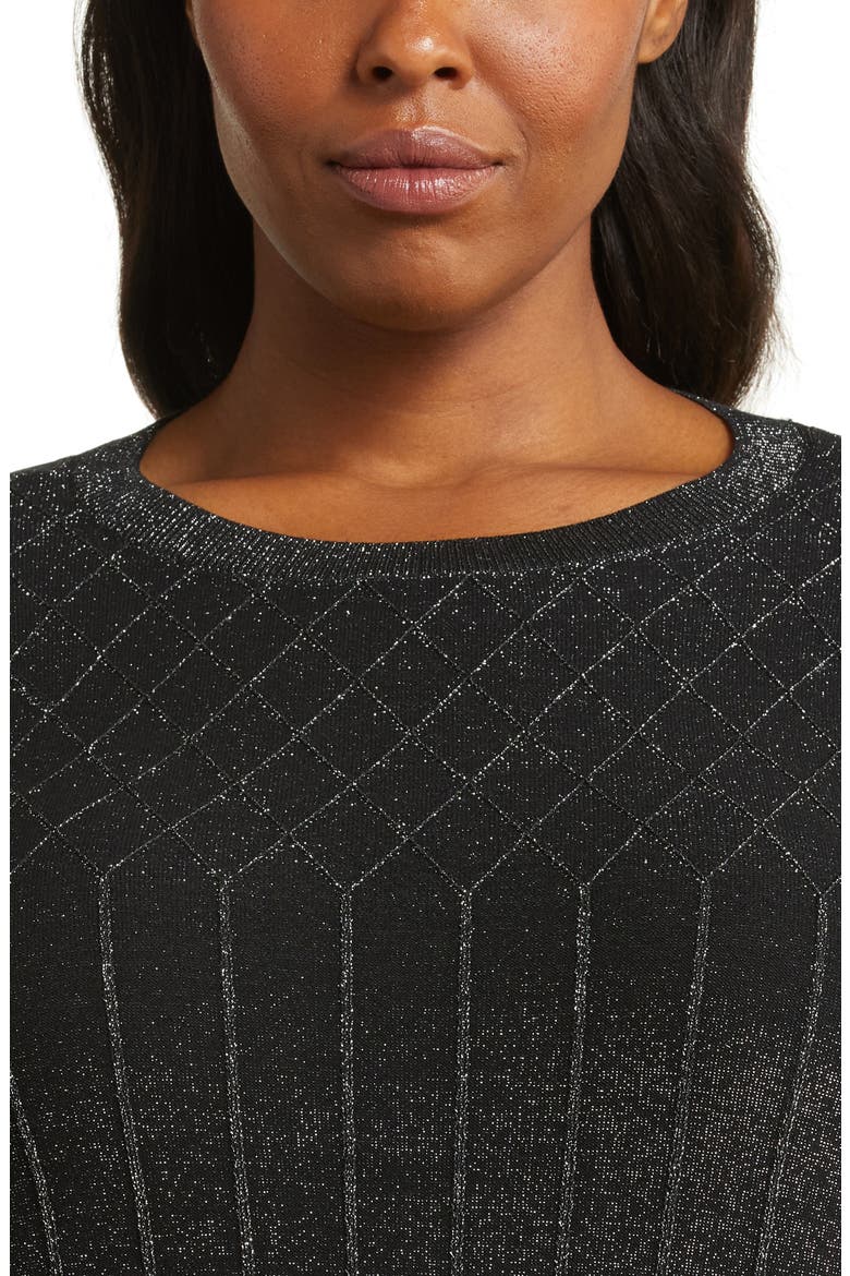 Sparkle Crewneck Sweater, Alternate, color, BLACK- DARK SILVER LUREX