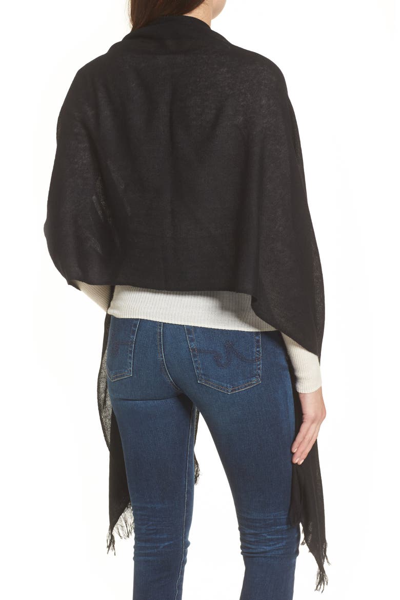 Heathered Cashmere Gauze Scarf, Alternate, color, BLACK