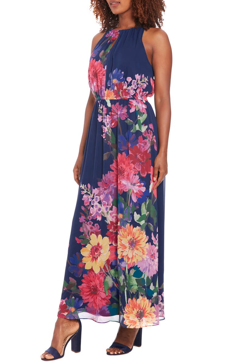 London Times Floral Sleeveless Chiffon Maxi Dress, Alternate, color, 