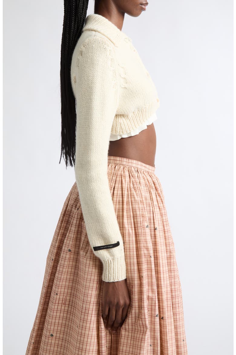 Hand Knit Cropped Cashmere Blend Cardigan, Alternate, color, CASHMERE WOOL BLND CREAM