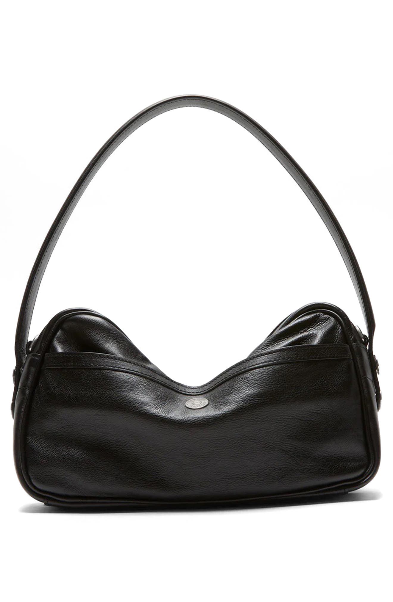 Acne Studios Small Camero Leather Shoulder Bag, Alternate, color, Black