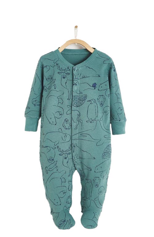 Babycottons Camou Waffle Footie Pajamas In Green