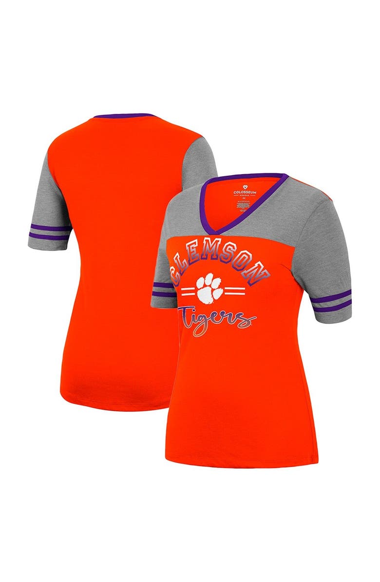 COLOSSEUM Women's Colosseum Orange/Heathered Gray Clemson Tigers There You Are V-Neck T-Shirt, Main, color, 