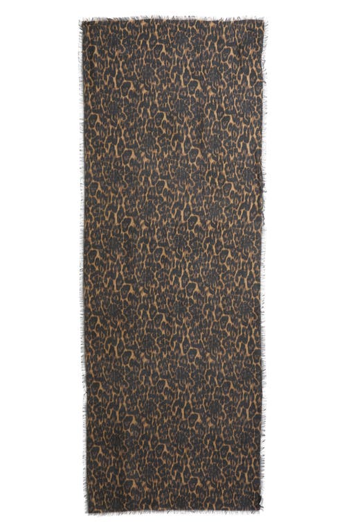 Nordstrom Eyelash Trim Print Cashmere & Silk Wrap In Brown