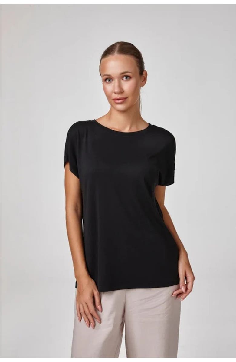 Forever & Always Liona Modal Blend Soft Stretch Everyday Top, Main, color, Black