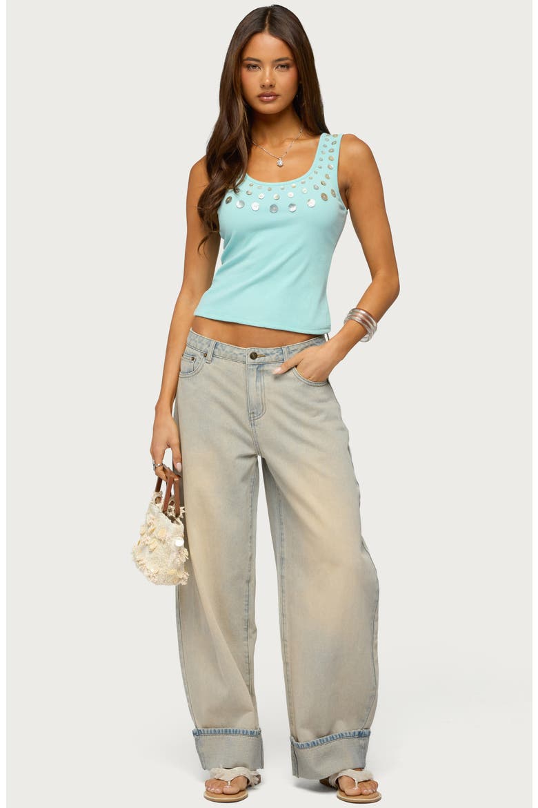 Kella Low Rise Baggy Cuffed Wide Leg Jeans, Alternate, color, LIGHT-BLUE