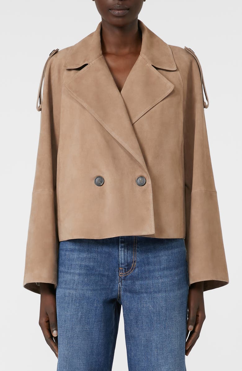 Weekend Max Mara Double Breasted Leather Jacket, Main, color, Marron Glace