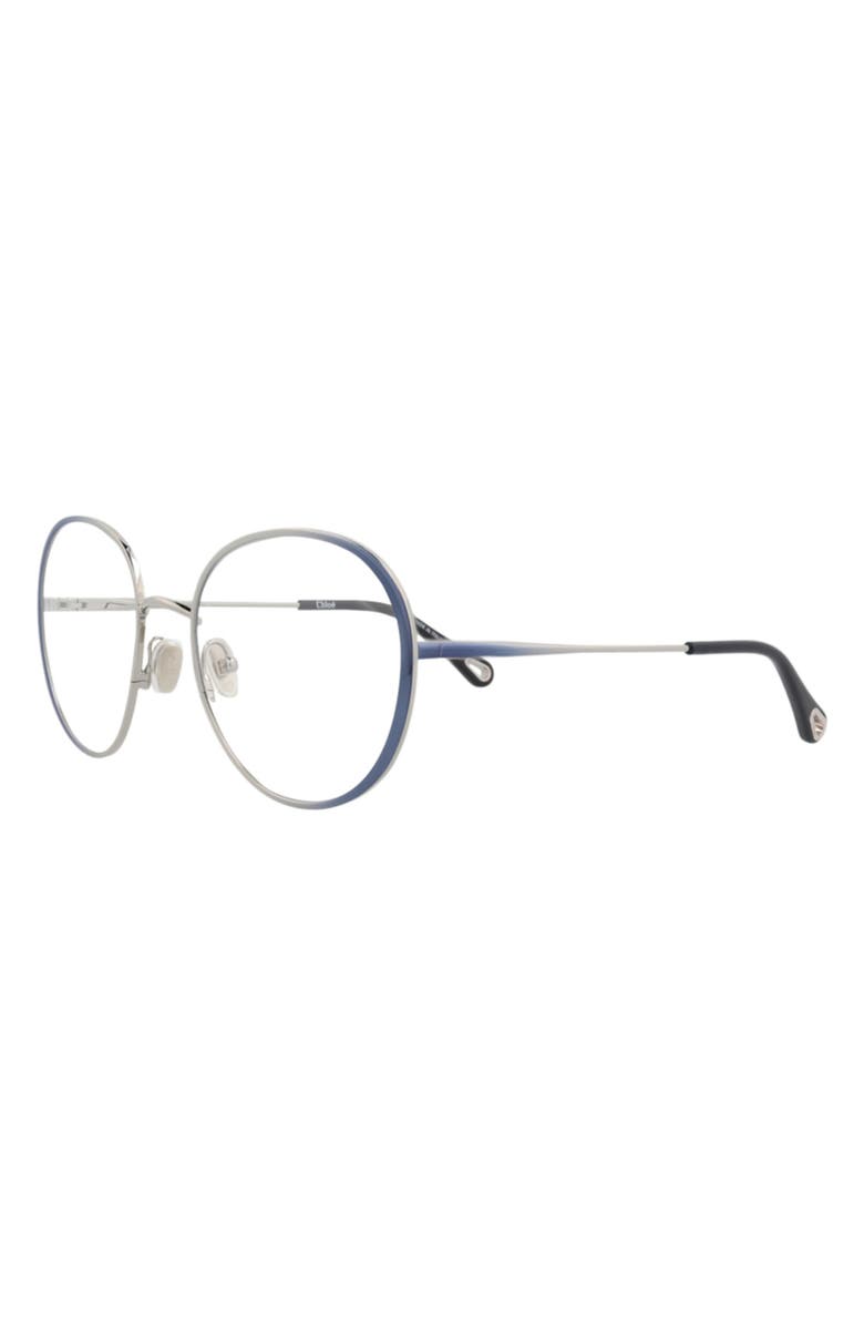 Chloé 56mm Round Optical Glasses, Alternate, color, Blue Blue Transparent