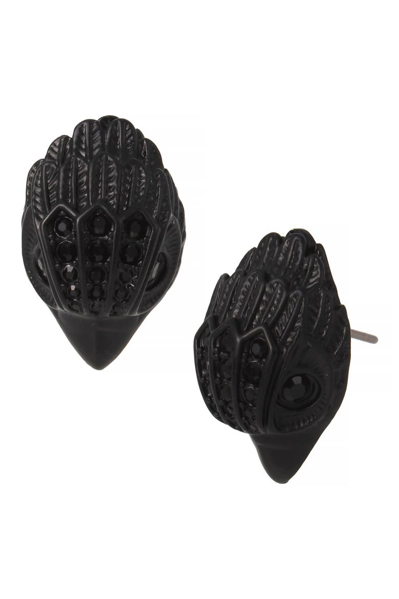 Eagle Stud Earrings, Main, color, JET