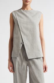 LOULOU DE SAISON Della Asymmetric Mélange Linen & Cotton Top