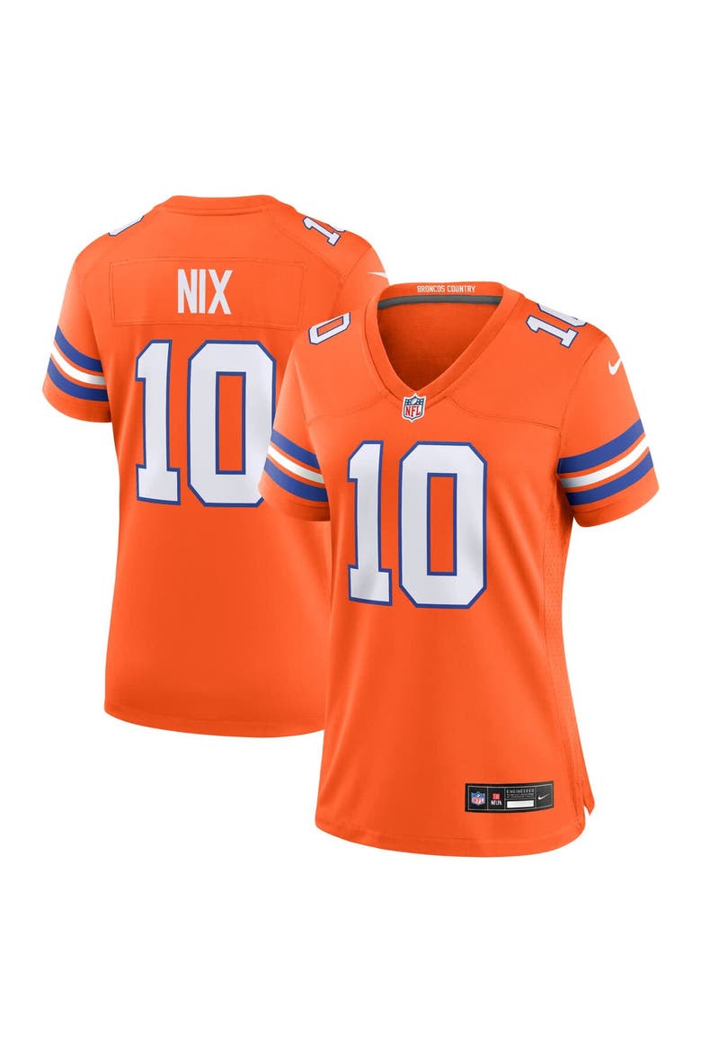 Women's Nike Bo Nix Orange Denver Broncos Mile High Collection 1977 Throwback Player Game Jersey, Main, color, Orange