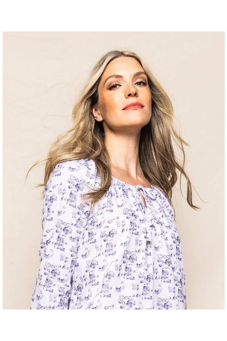Winter Vignette Delphine Flannel Nightgown, Alternate, color, BLUE