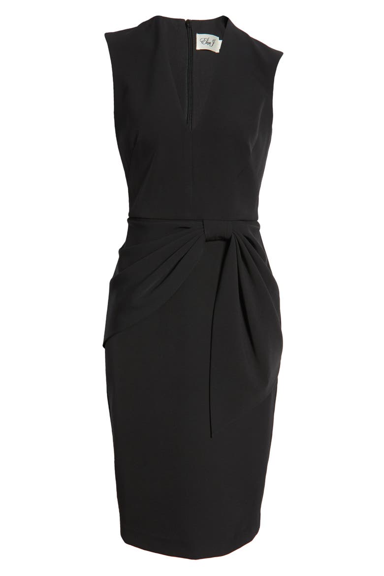 Knot Detail Sleeveless Sheath Cocktail Dress, Alternate, color, BLACK