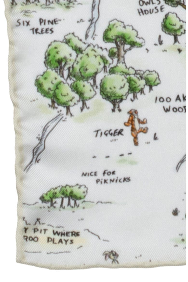 Winnie the Pooh Map Silk Pocket Square, Alternate, color, WHITE