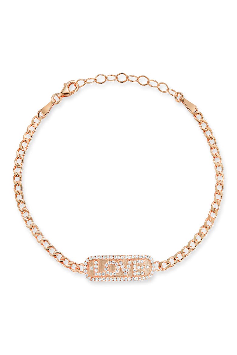 Cubic Zirconia Love Bracelet, Main, color, ROSE GOLD