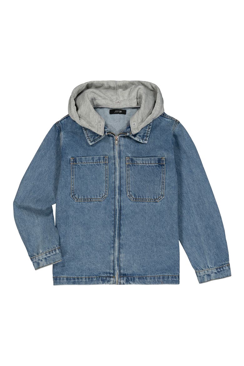 Kids' Denim Chore Jacket with Removable Hood, Main, color, MEDIUM WASH 170