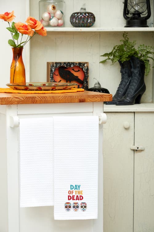 C & F Home C&f Home Skull Trio Flour Sack Cotton Halloween Dishtowel In White