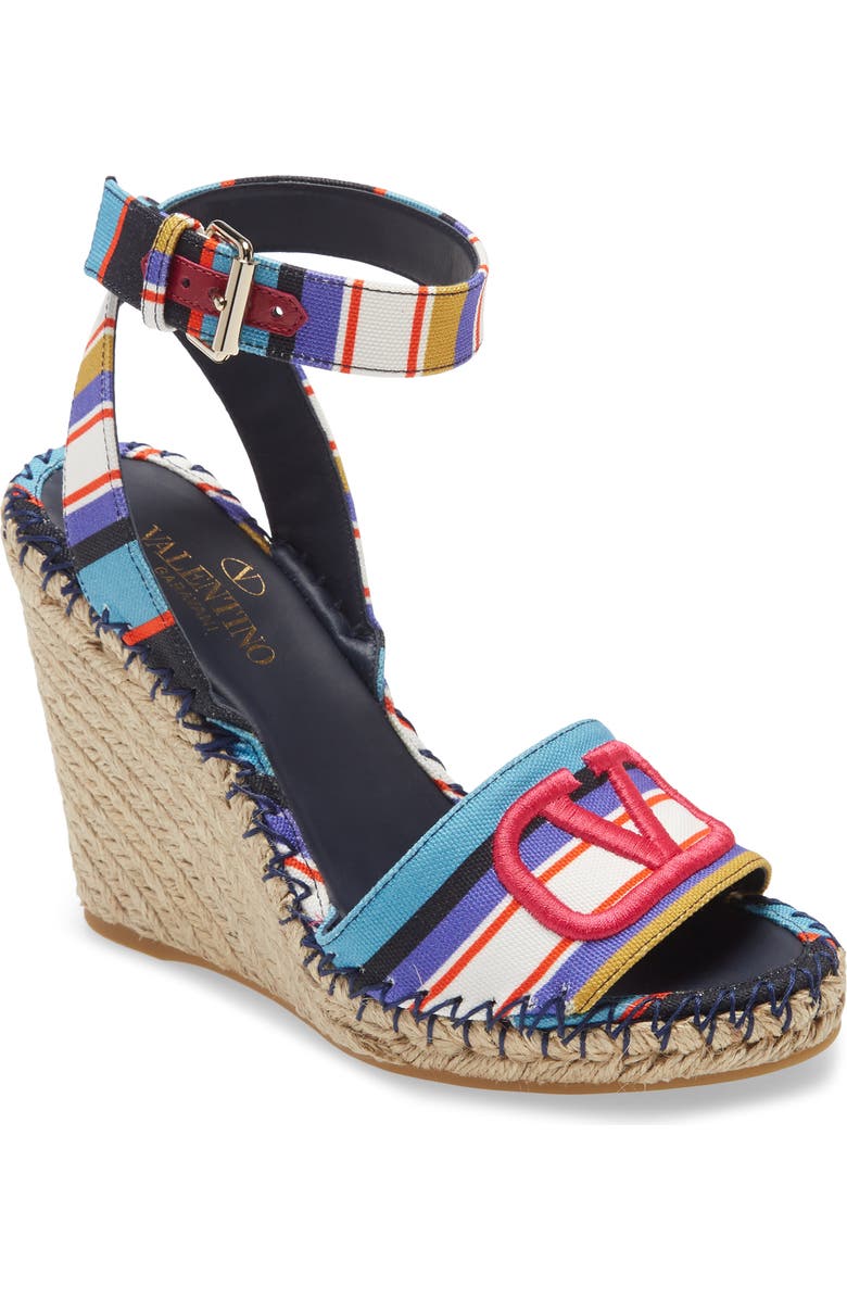 Valentino Garavani VLOGO Pop Baiadera Espadrille Platform Wedge Sandal, Main, color,