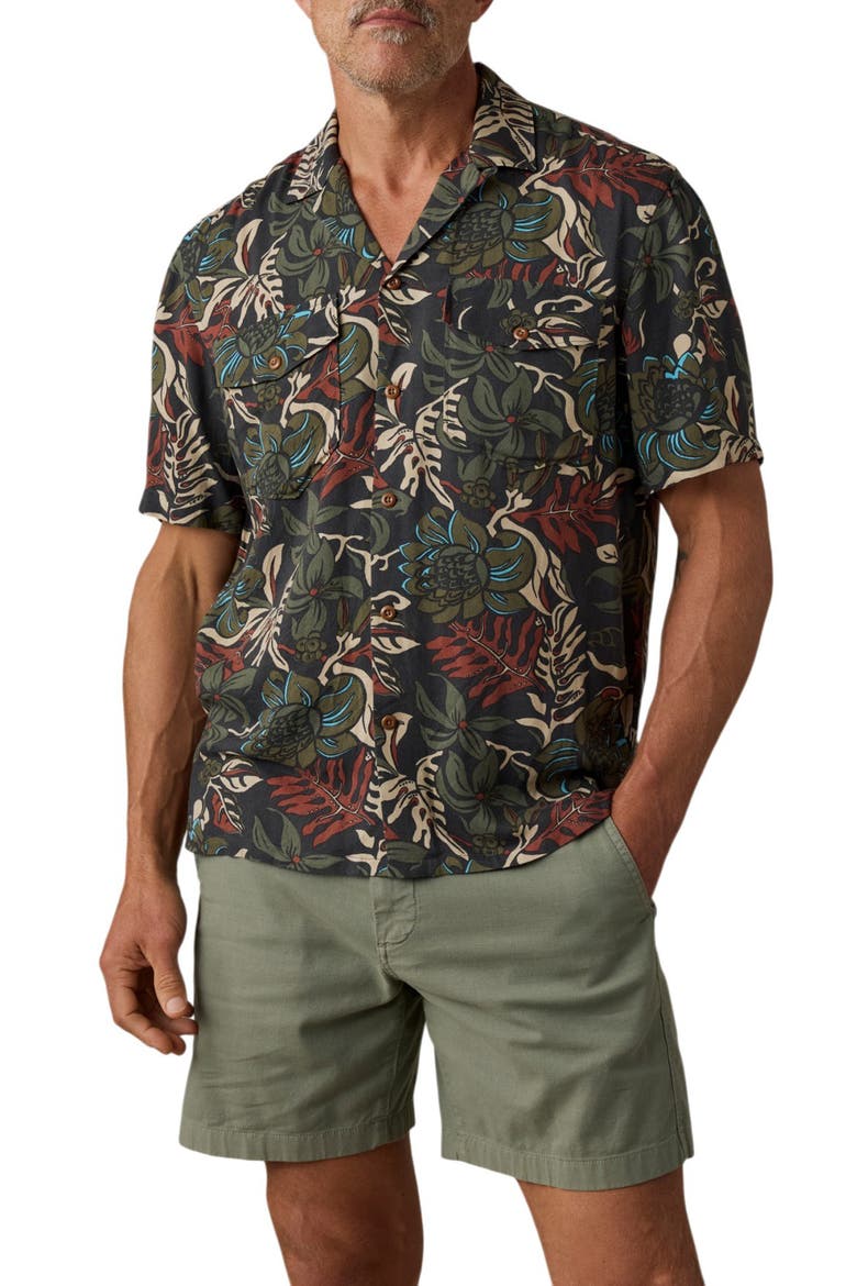 Bali Button-Up Camp Shirt, Main, color, RAINFOREST NIGHTS