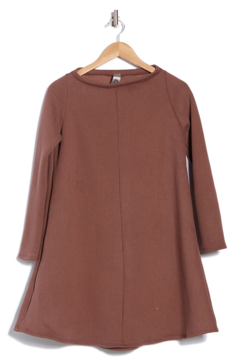 Long Sleeve Sweater Dress, Alternate, color, MILK CHOCOLATE FRENCH TERRY