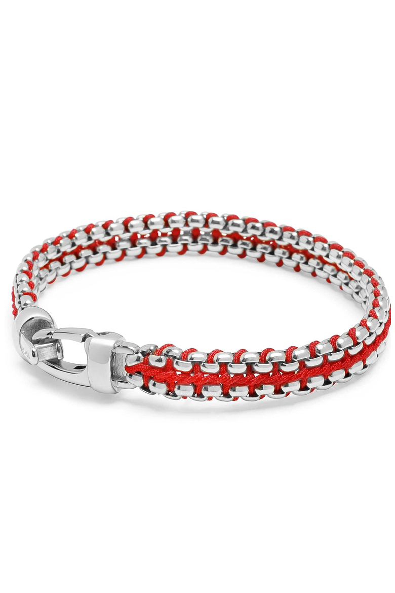 Red Woven Box Chain Bracelet, Alternate, color, Red / Silver
