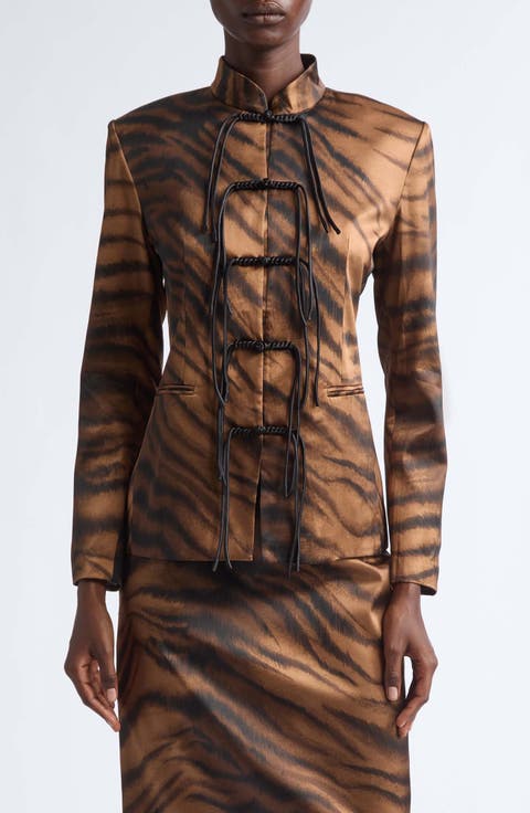 Chudeir Tiger Print Silk Blend Satin Jacket
