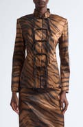 KIM SHUI Chudeir Tiger Print Silk Blend Satin Jacket