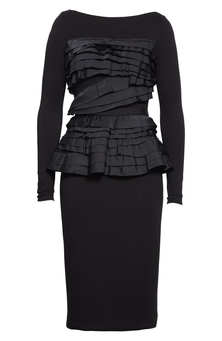 JASON WU Collection Taffeta Trim Jersey Long Sleeve Dress, Alternate, color,