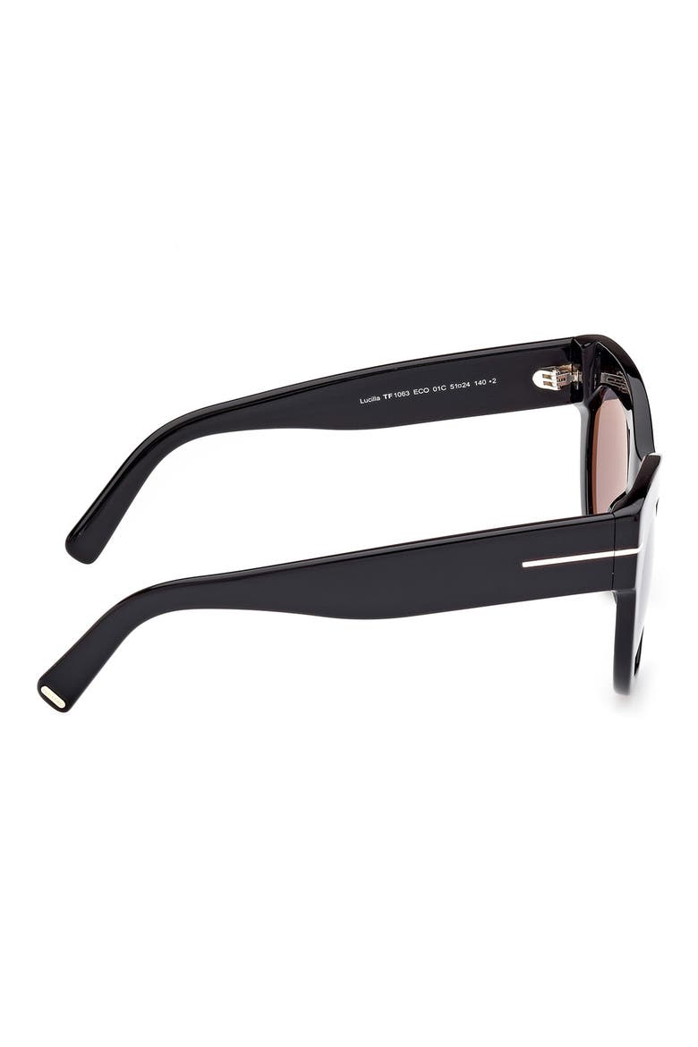 Lucilla 51mm Gradient Cat Eye Sunglasses, Alternate, color, SHINY BLACK / SMOKE SILVER